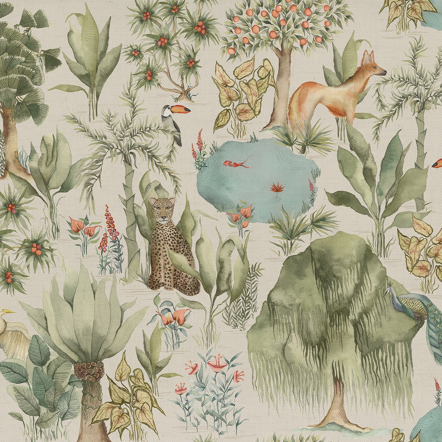 Jungle Serene 140M Fabric Sample Green