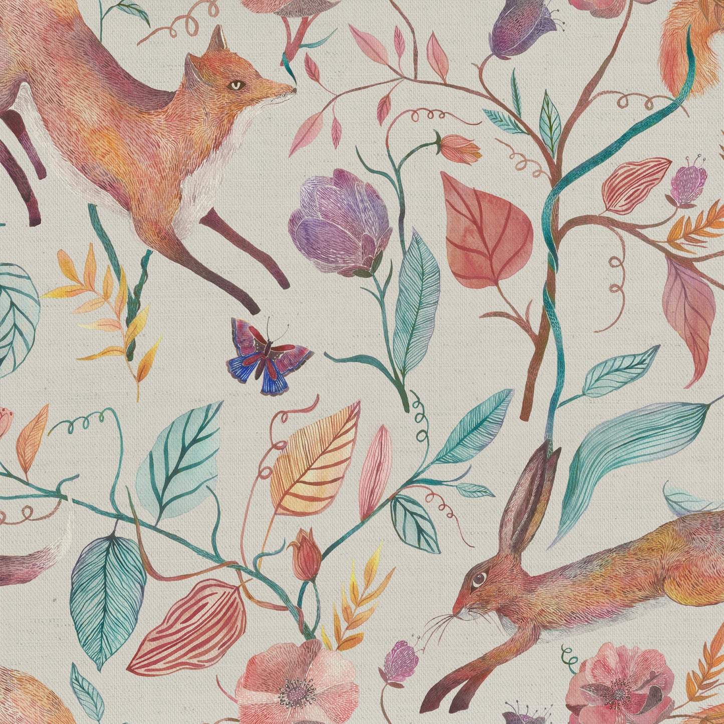 Leaping Into The Fauna Fabric Sample - Dawn