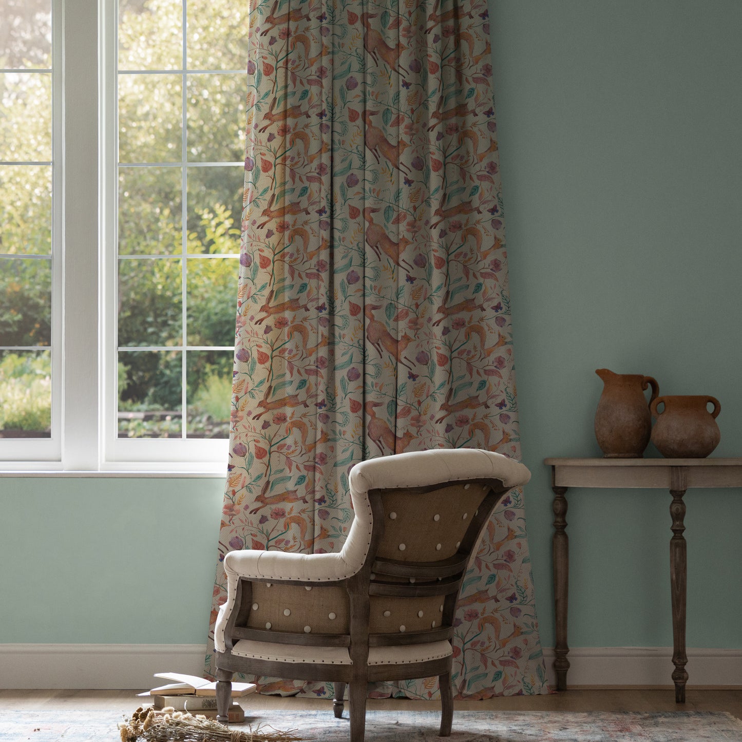 Leaping Into The Fauna Fabric Sample - Dawn