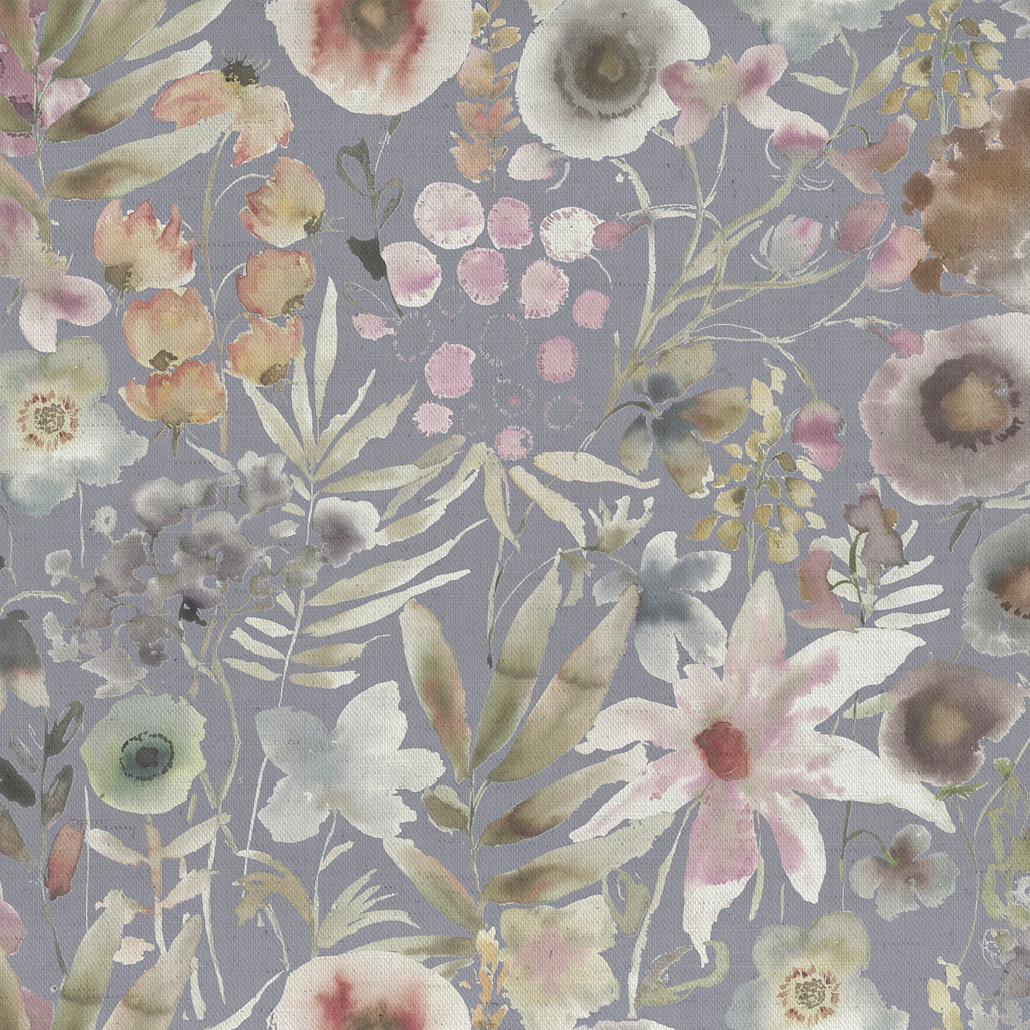 Lomondra 145Cm Ann Fabric Metre - Ironstone/Periwinkle