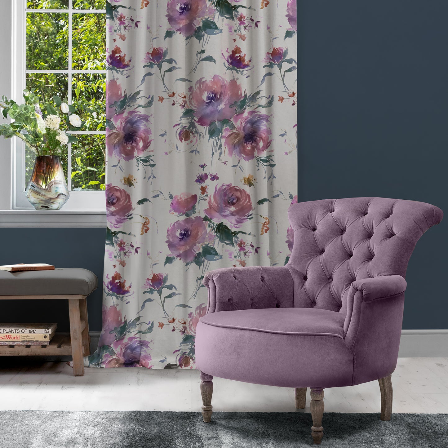 Mazurka 145Cm Fiona Fabric Metre - Damson