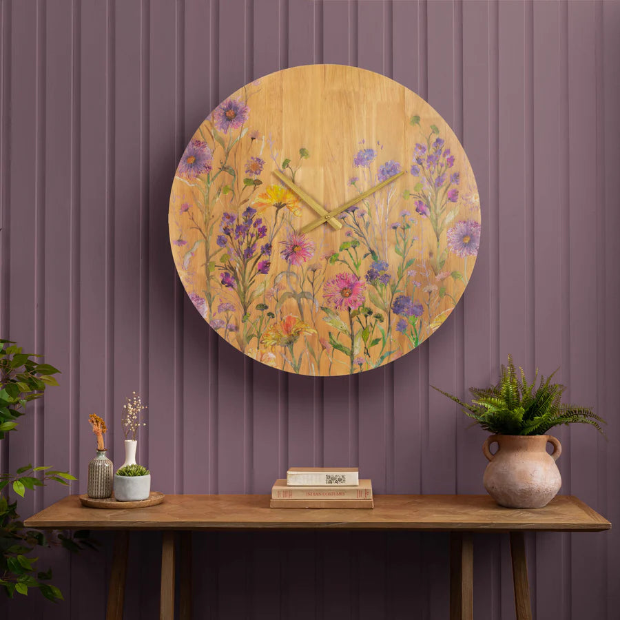 Medmerry Printed Wooden Clock Honey Oak