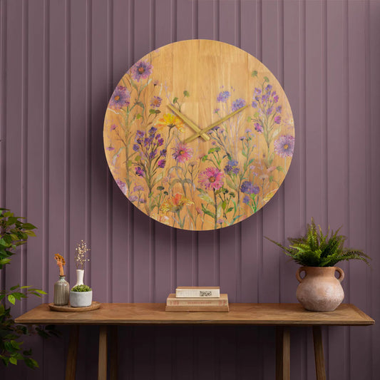 Medmerry Printed Wooden Clock Honey Oak