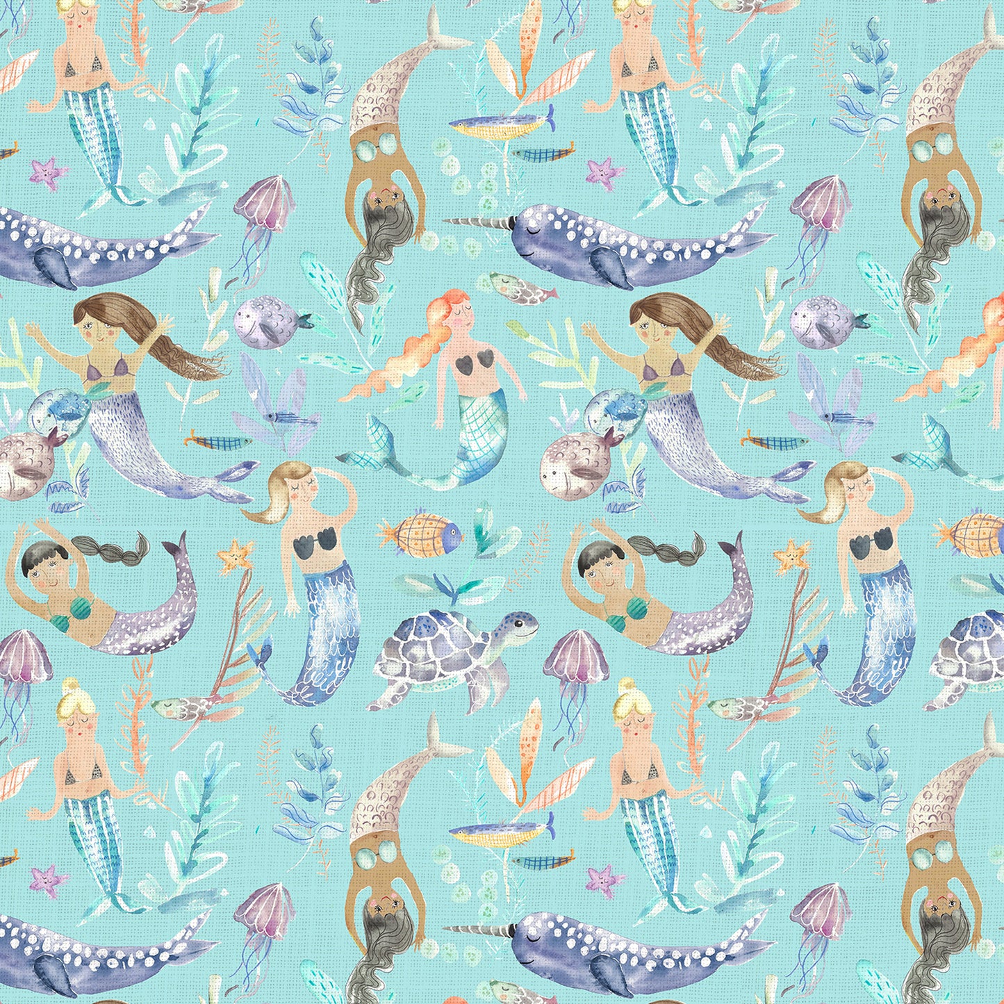 Mermaid Party 145Cm Ann Fabric - Aqua Sample