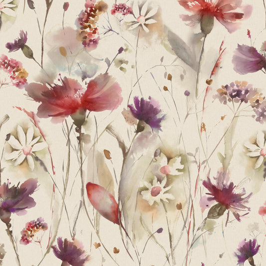 Olearia Linen 145Cm Fiona Fabric - Boysenberry Sample