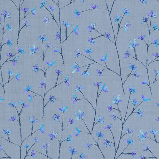 Ophelia Sheer 160Cm Tiree Fabric Metre - Bluebell