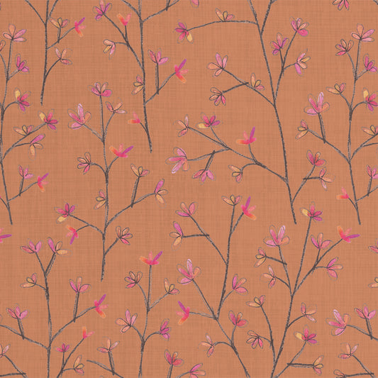 Ophelia Sheer 160Cm Tiree Fabric Metre - Coral