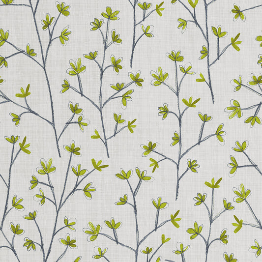 Ophelia Sheer 160Cm Tiree Fabric Metre - Lime Cotton