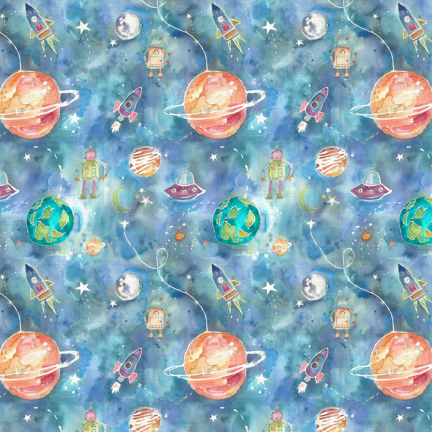 Out Of This World 145Cm Ann Fabric Metre - Sky