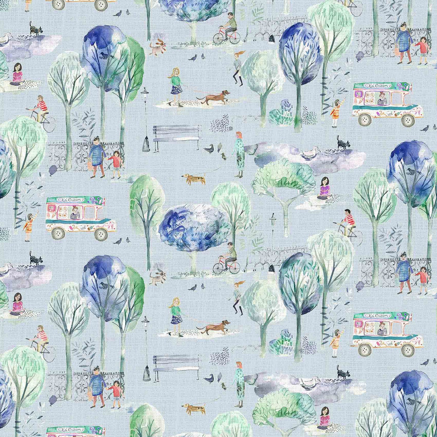 Parklife 145Cm Ann Fabric Metre - Sky