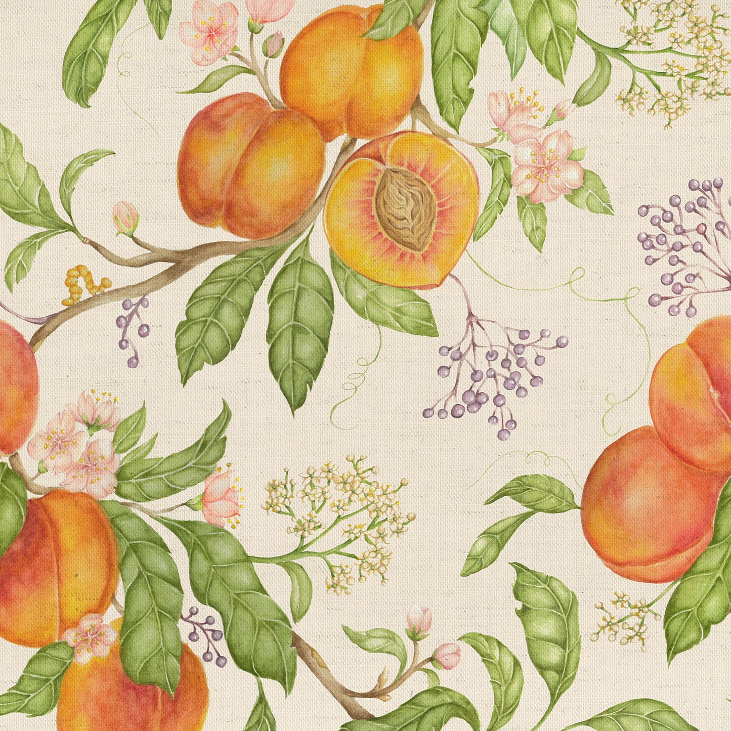 Peach Harvest 140M Fabric Metre Cream