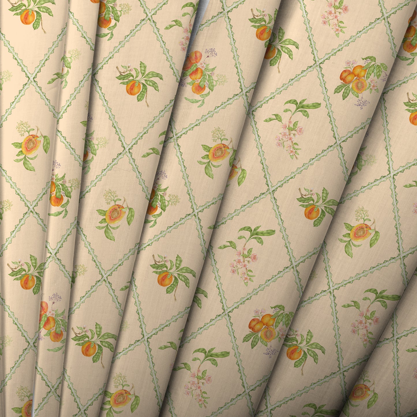 Peach Trellis 140M Fabric Sample Melba