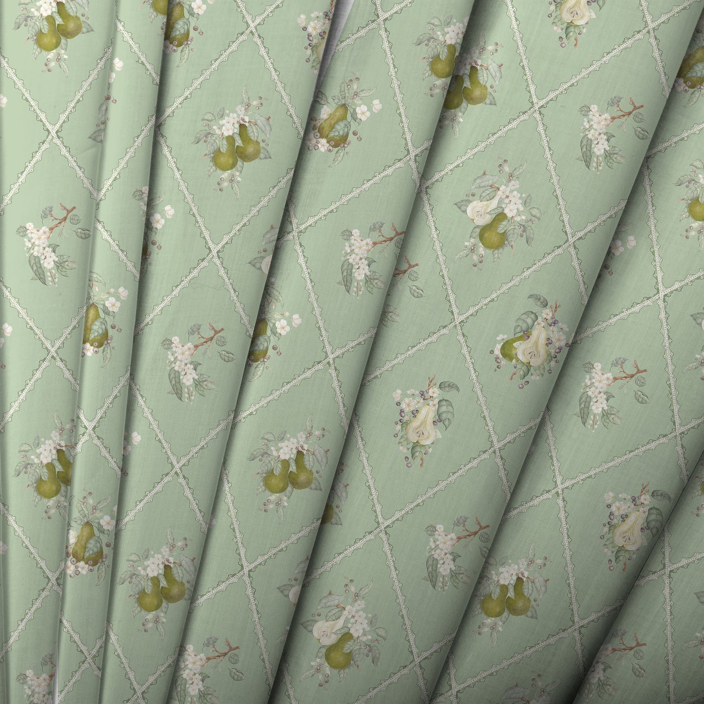 Pear Trellis 140M Fabric Metre Verdure