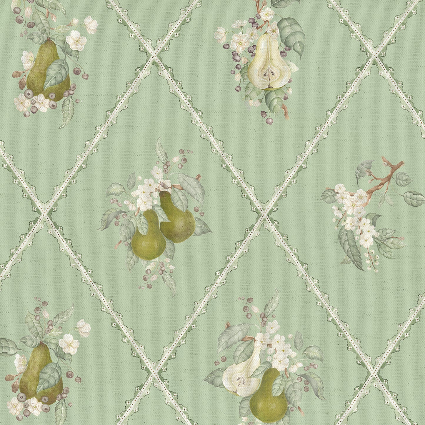 Pear Trellis 140M Fabric Sample Verdure