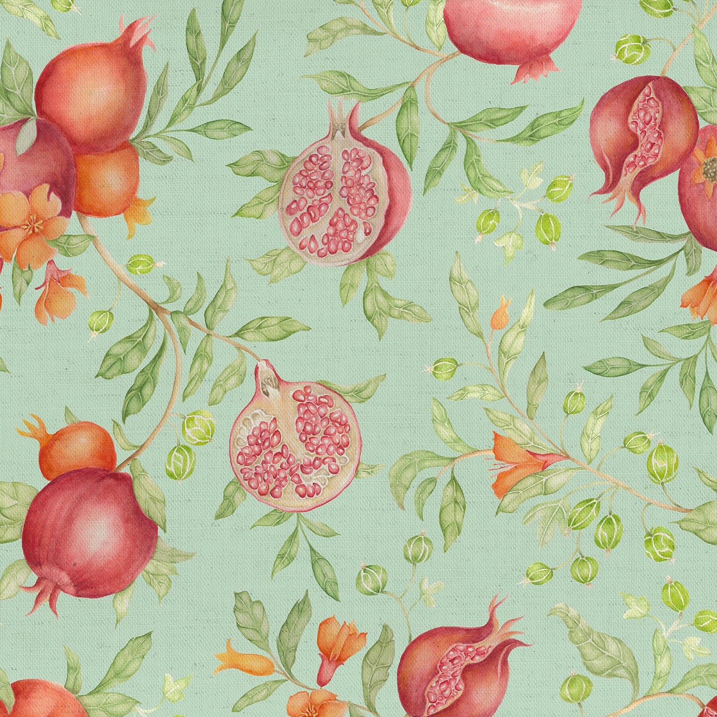 Pomegranate Grove 140M Fabric Metre Oasis