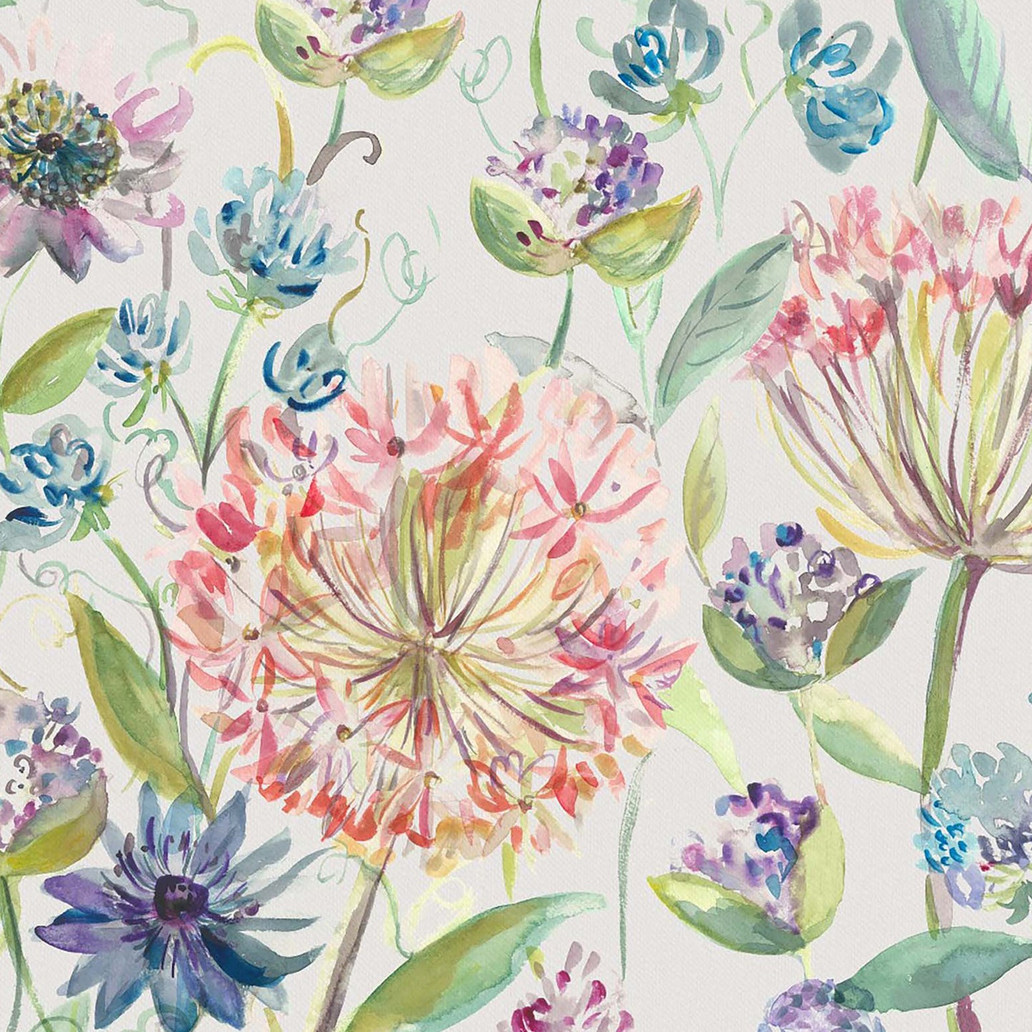 Pom Pom Floral 140Cm Sasha White Fabric Metre - Summer Cream