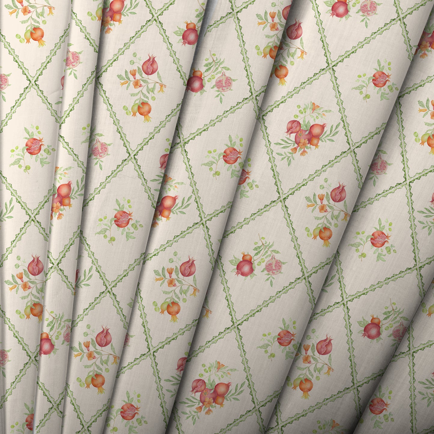 Pomegranate Trellis 140M Fabric Metre Cream