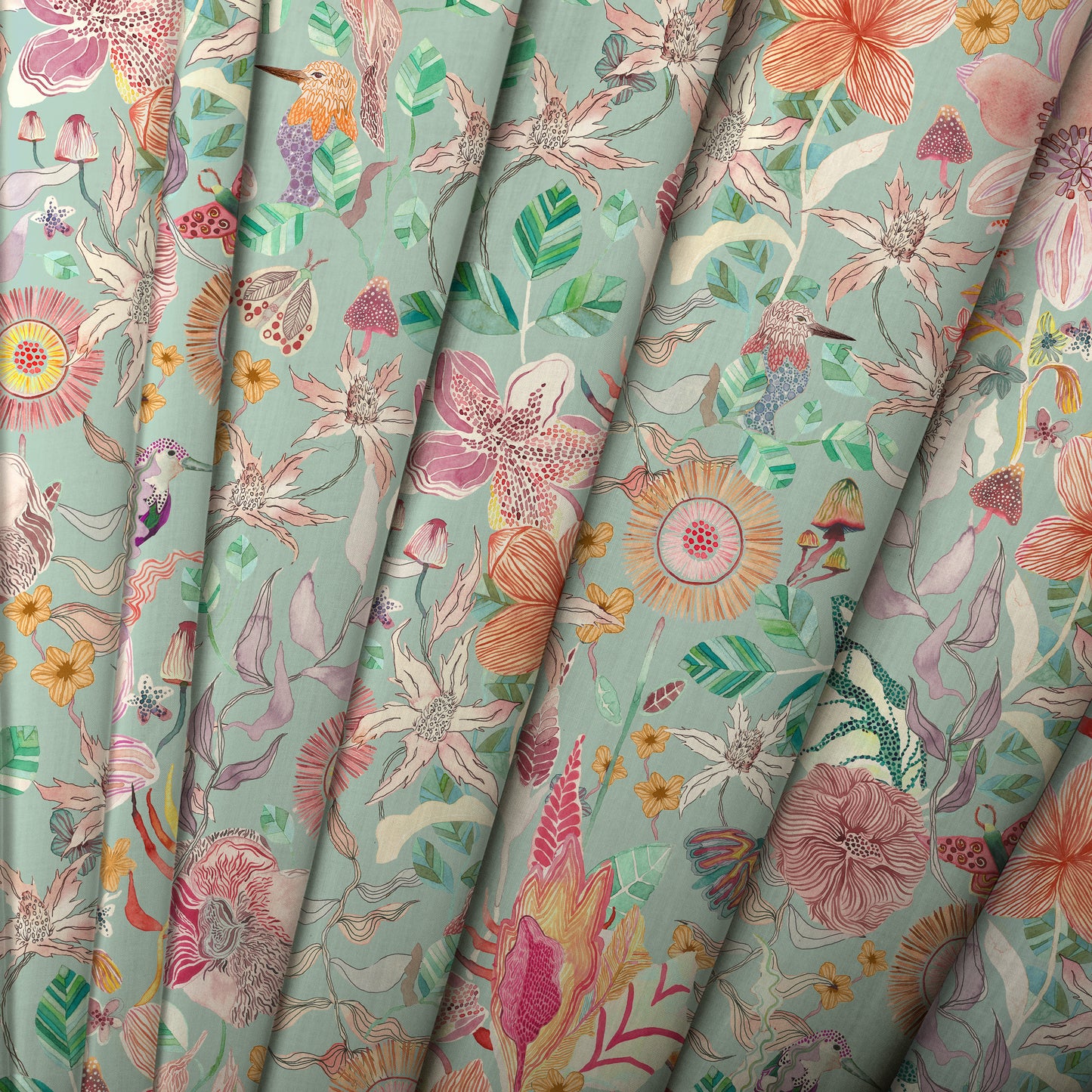 Primrose 140Cm Fabric Metre Duck Egg Blue