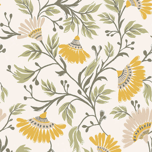 Rajput 147Cm Helena Fabric Metre - Marigold Cream
