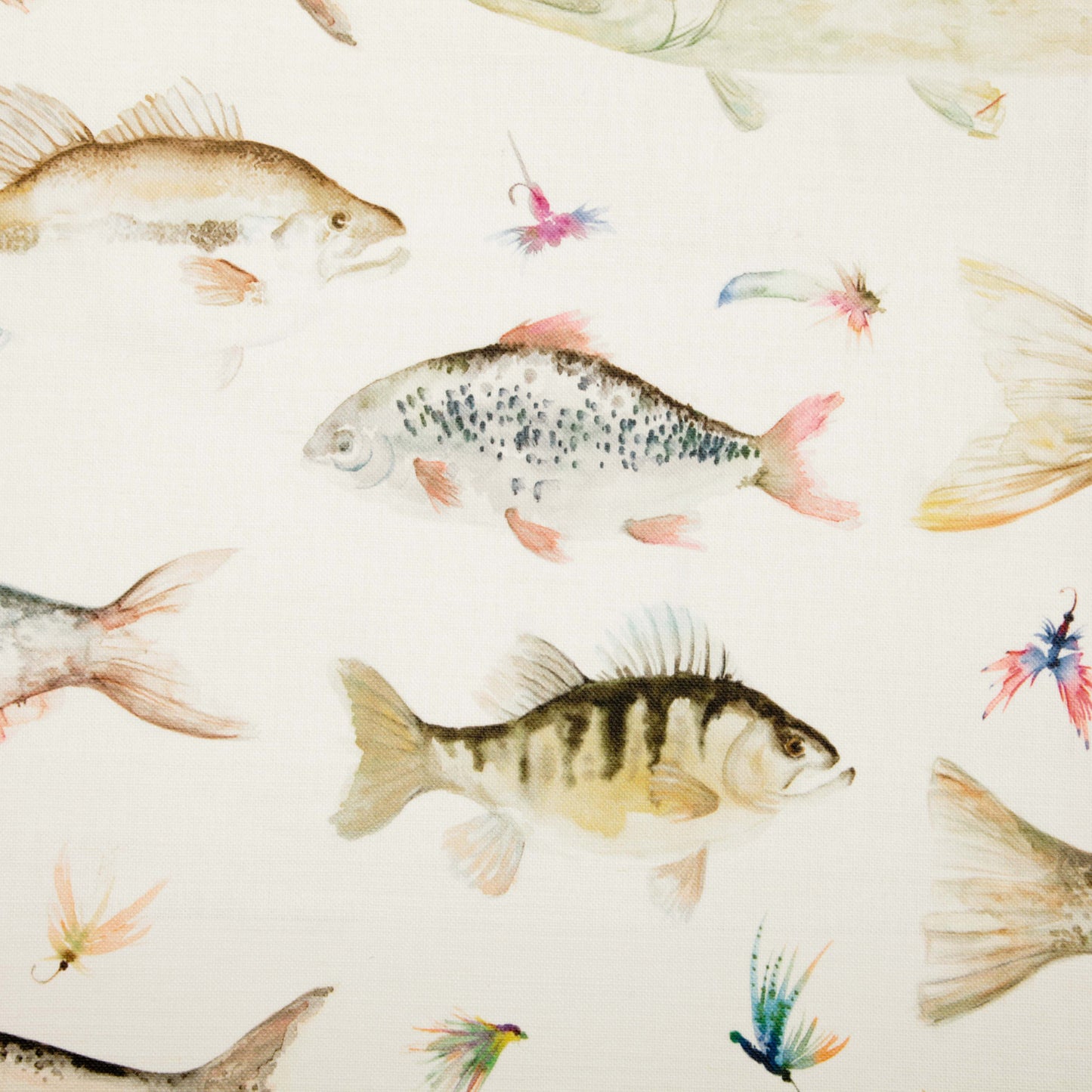 River Fish Large 140Cm Sasha White Fabric Metre - Cream