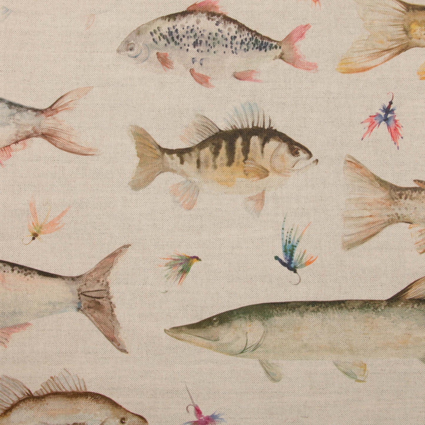 River Fish Large 140Cm Sasha Linen Fabric - Linen Sample