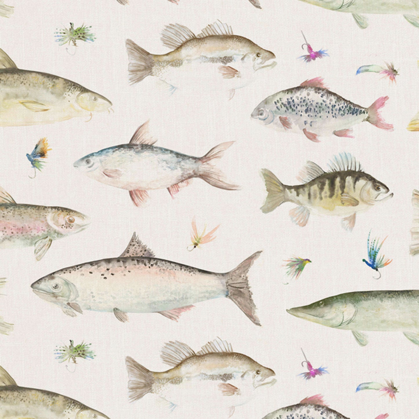 River Fish 140Cm Sasha Linen Fabric - Linen Sample