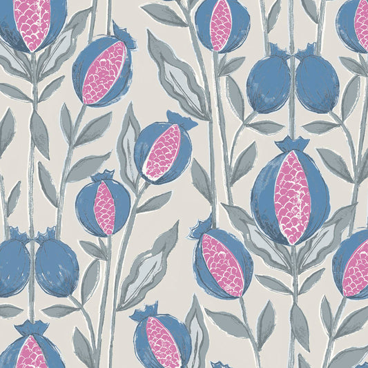 Rithani 147Cm Helena Fabric Metre - Bluebell Cream