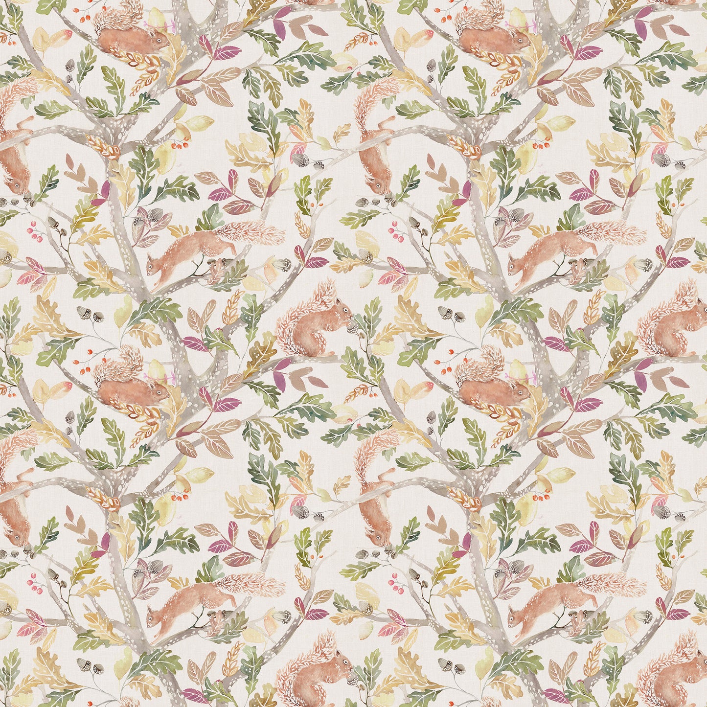 Scurry Of Squirrels 140Cm Sasha Linen Fabric - Linen Sample