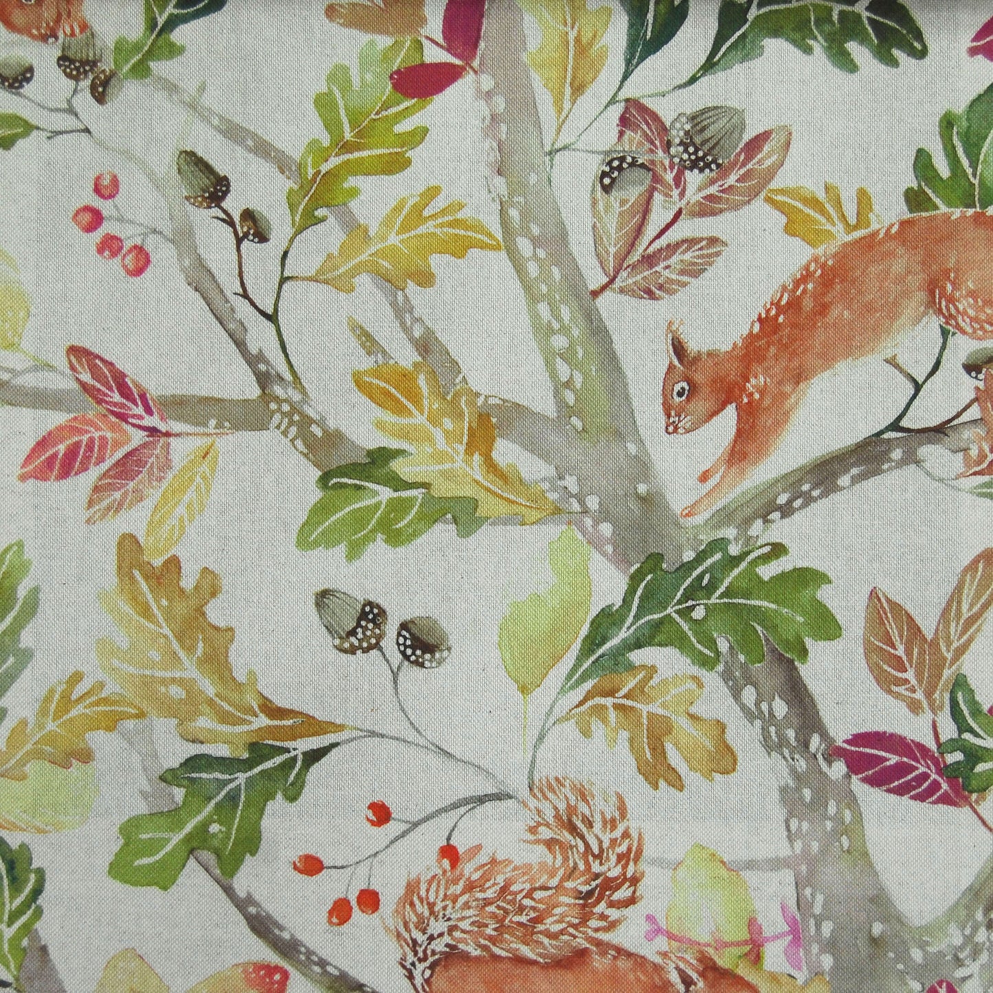 Scurry Of Squirrels 140Cm Sasha Linen Fabric Metre - Linen