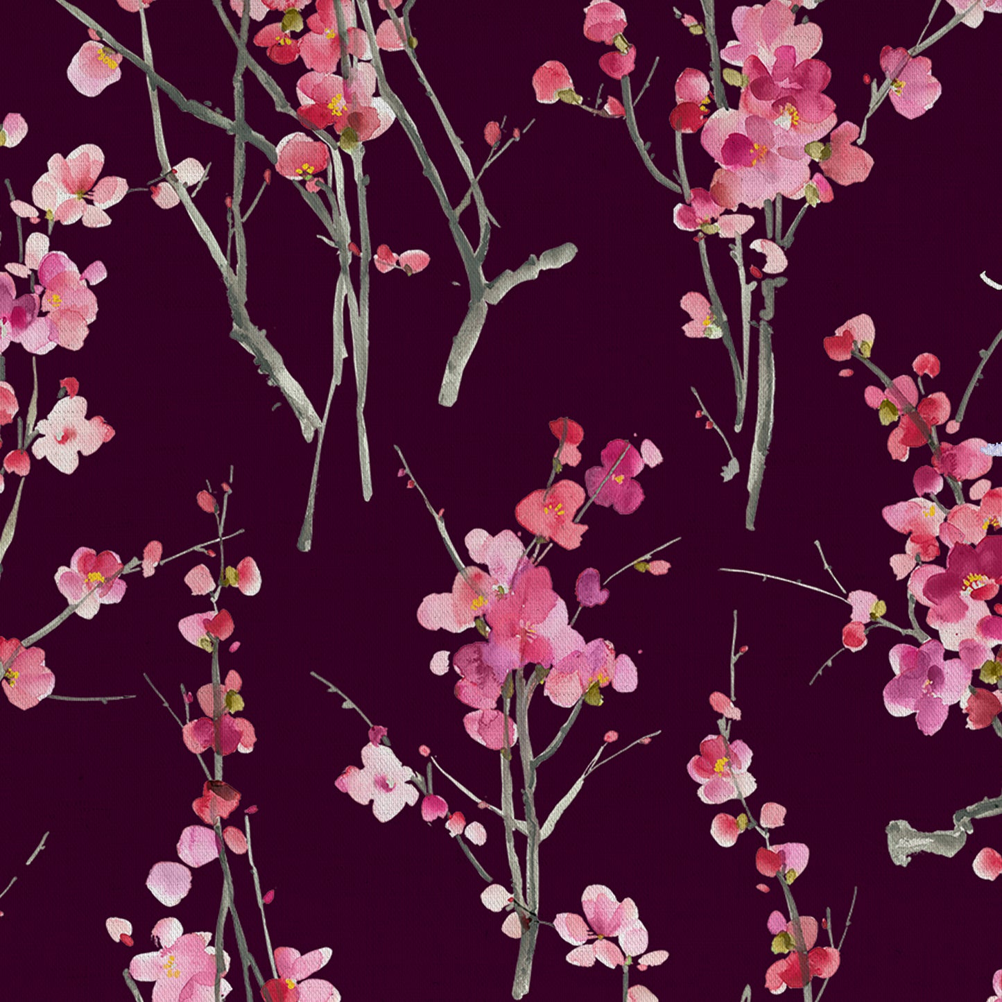 Seville Poplin 152Cm Dress Fabric - Blossom/Mulberry Sample