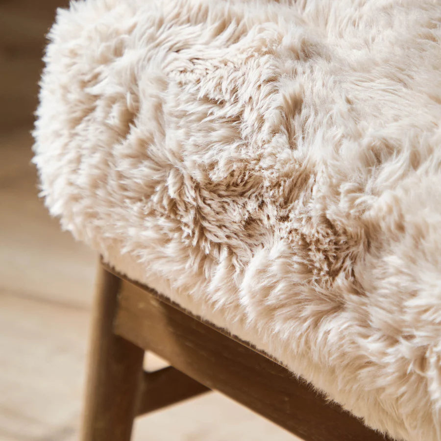 Struan Faux Fur Armchair & Footstool - Natural