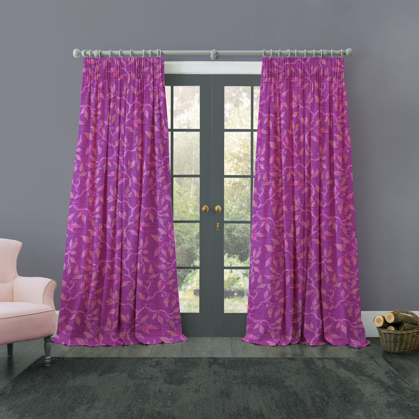 Vesper 138Cm Hamish Fabric Metre - Fuchsia