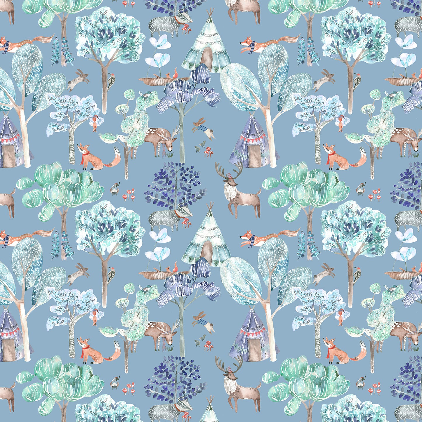 Woodland Adventures 145Cm Ann Fabric - Denim Sample
