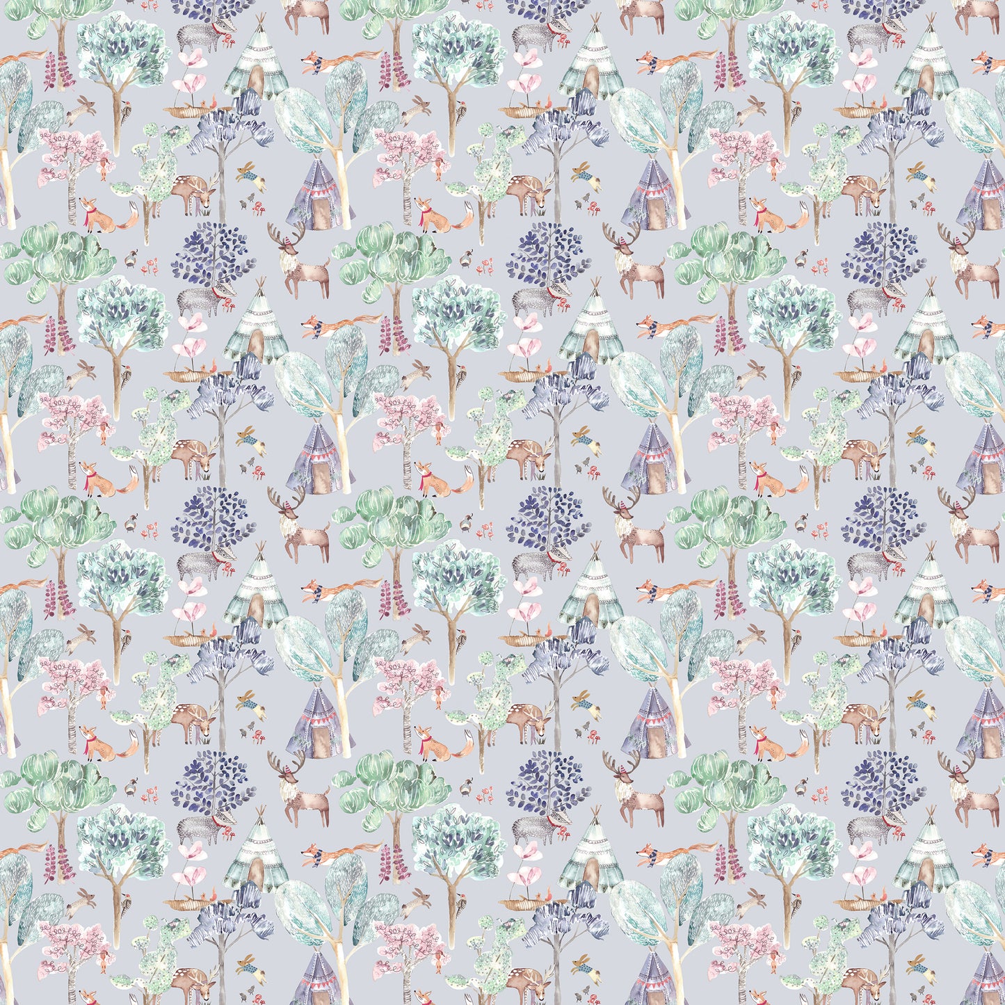 Woodland Adventures 145Cm Ann Fabric Metre - Lilac