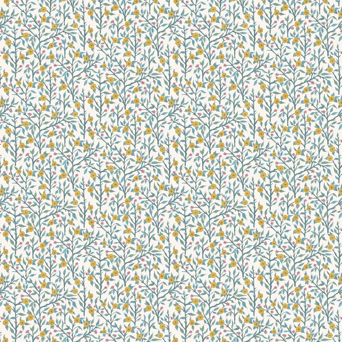 Yamuna 147Cm Helena Fabric Metre - Teal Cream