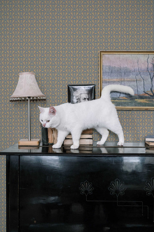 Elegant Brown Art Deco Wallpaper